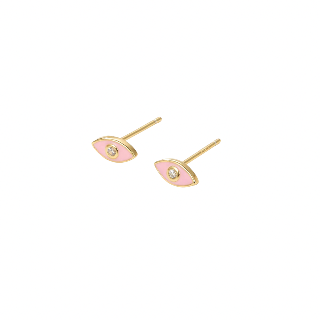 Protect yourself from negative energy and bring some edge to your look with our ENAMEL EVIL EYE PINK STUDS!
These stylish studs are not only trendy, but they also serve as a powerful symbol of protection.
Add some attitude to your style and keep the bad vibes away with these eye-catching earrings.
Material: 925 Sterling Silver + gold plated 18K
Measurements: .3 in x .15 in