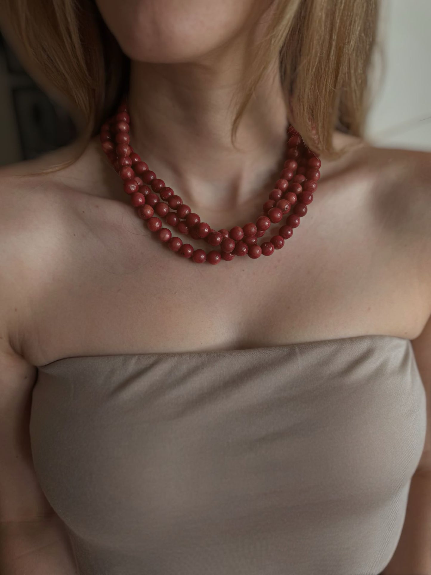Golden Coral Charm Necklace