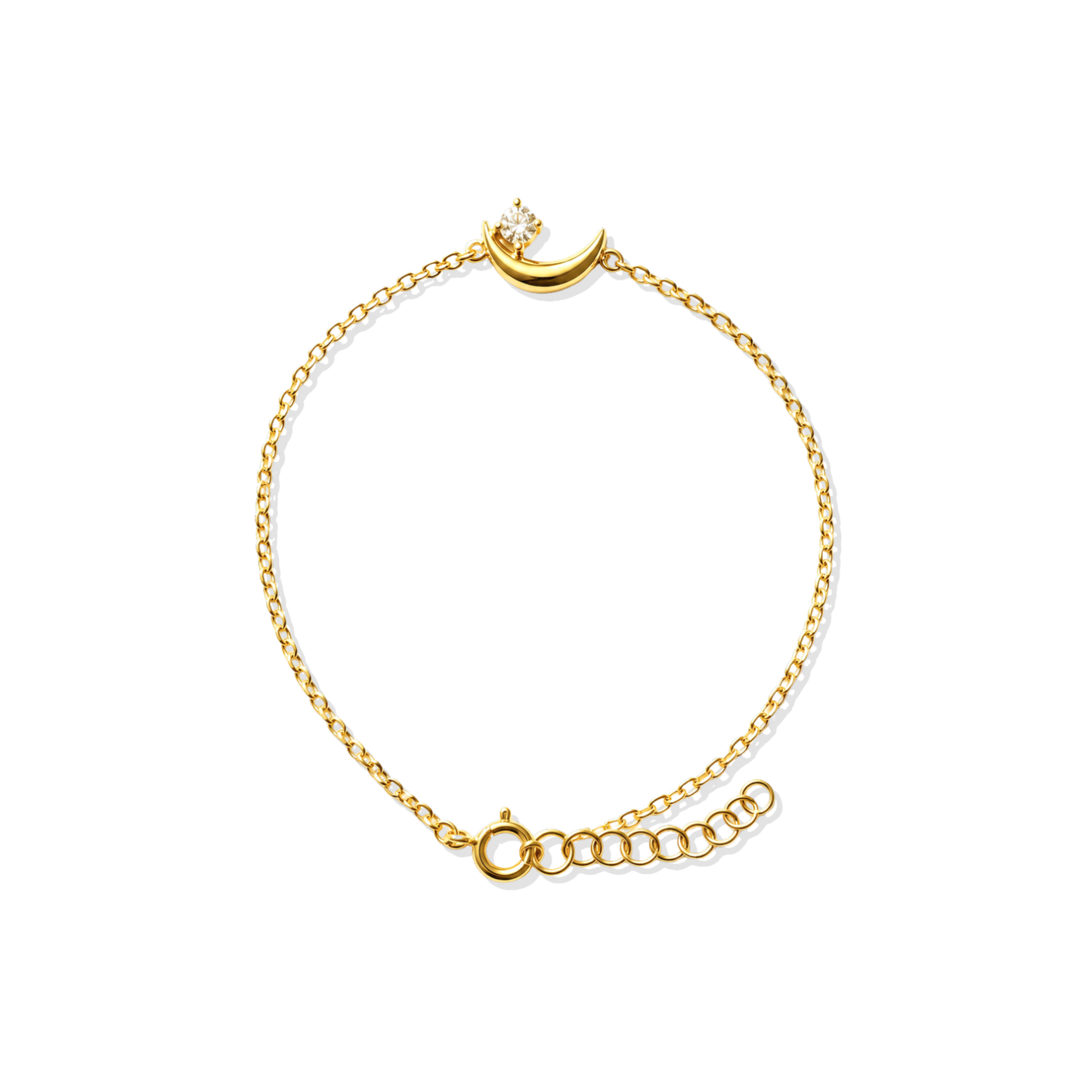 Crescent Moon & Crystal Gold Bracelet