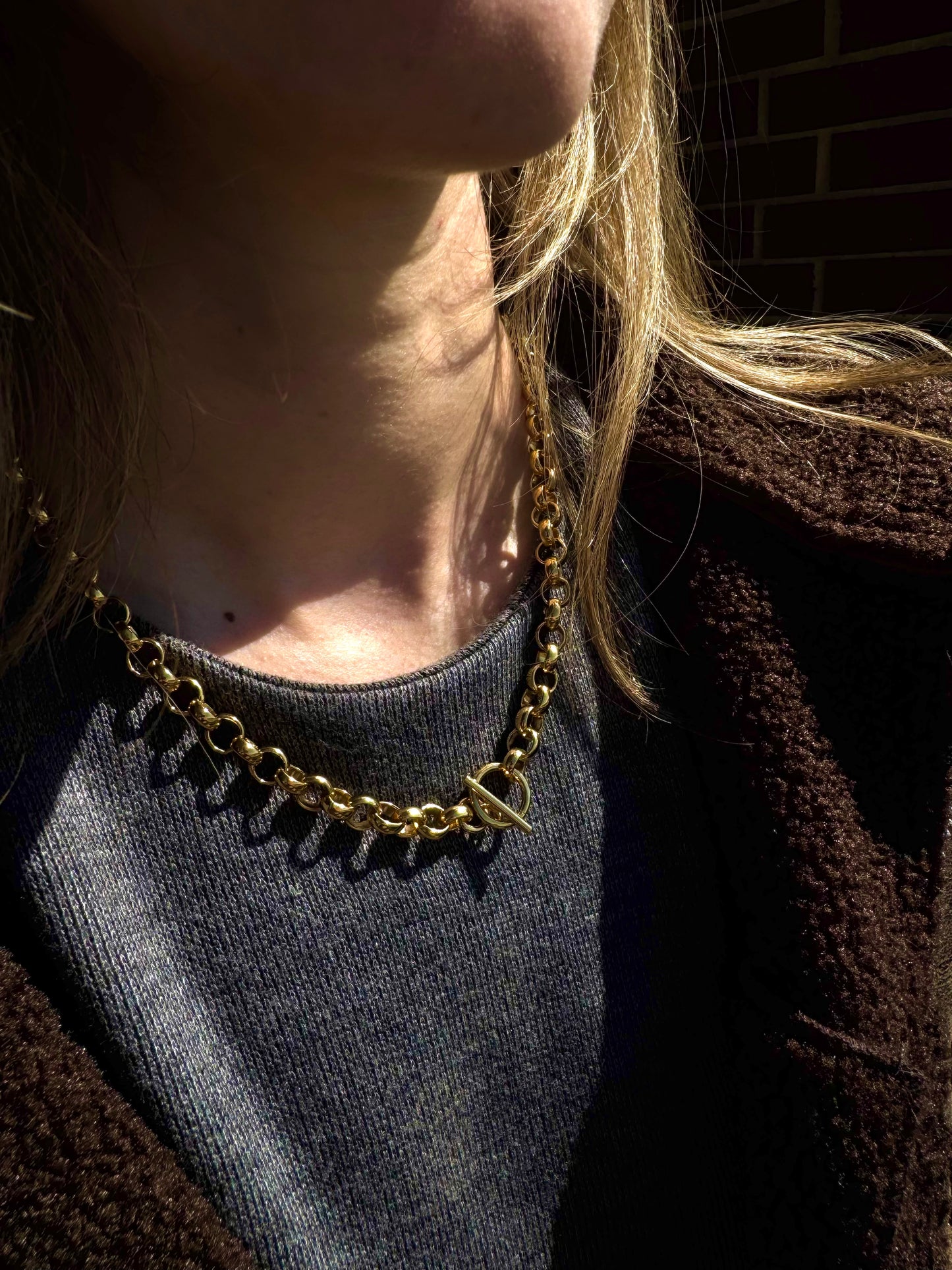 Chunky Gold Rolo Link Chain Necklace