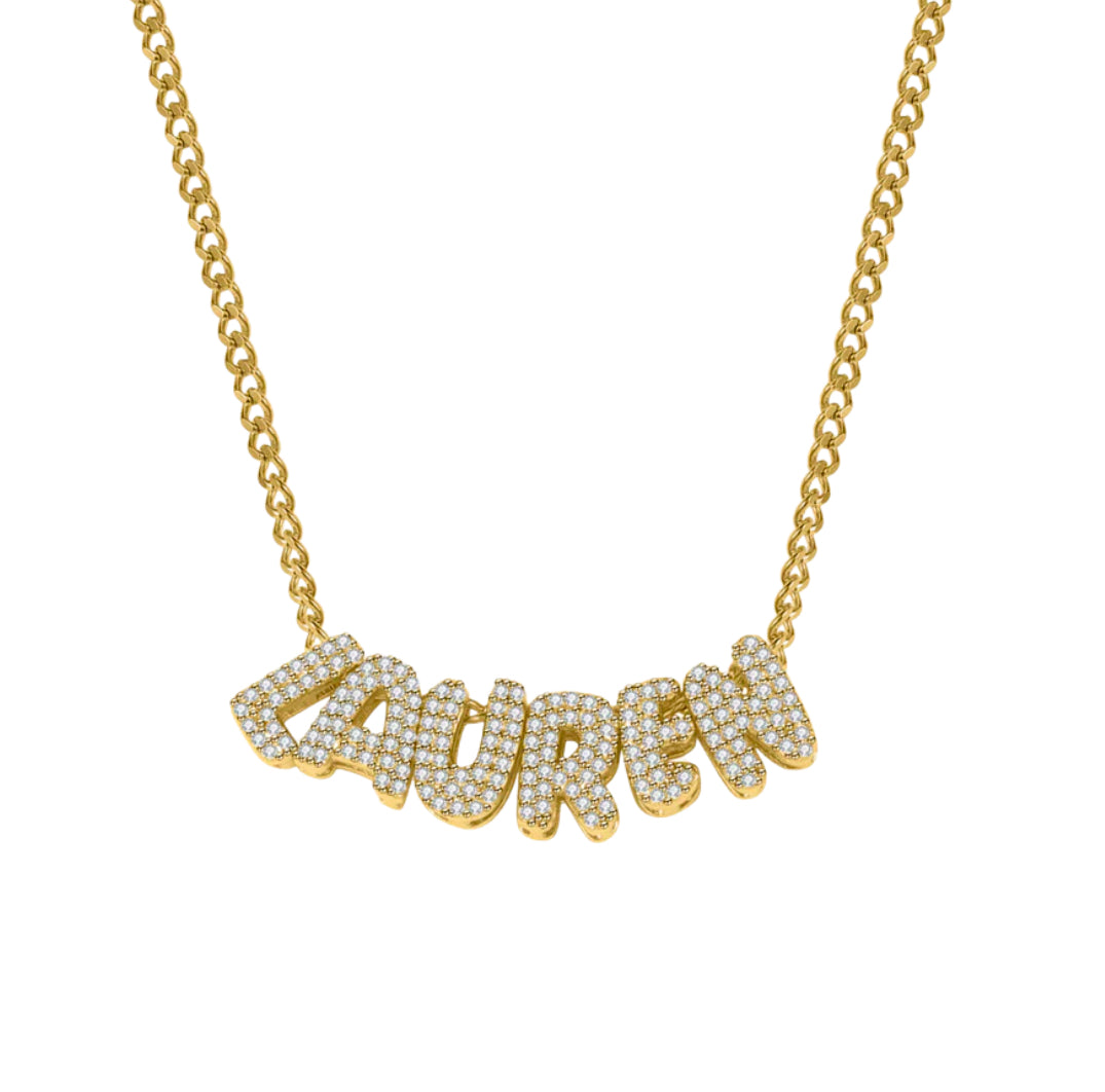 Custom Gold Bubble Letter Necklace