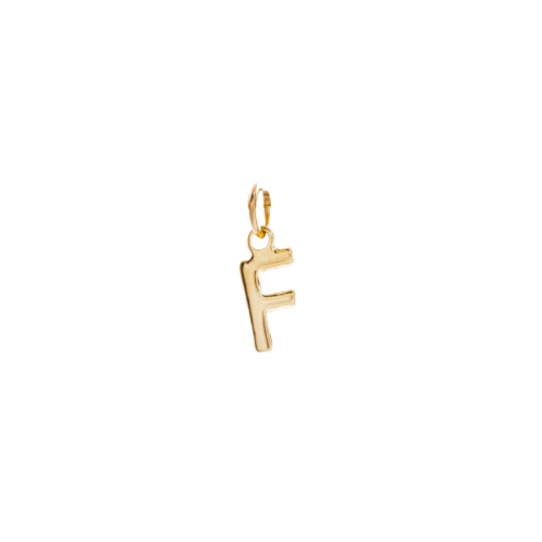 Initial F gold letter charm in 22K gold-plated finish