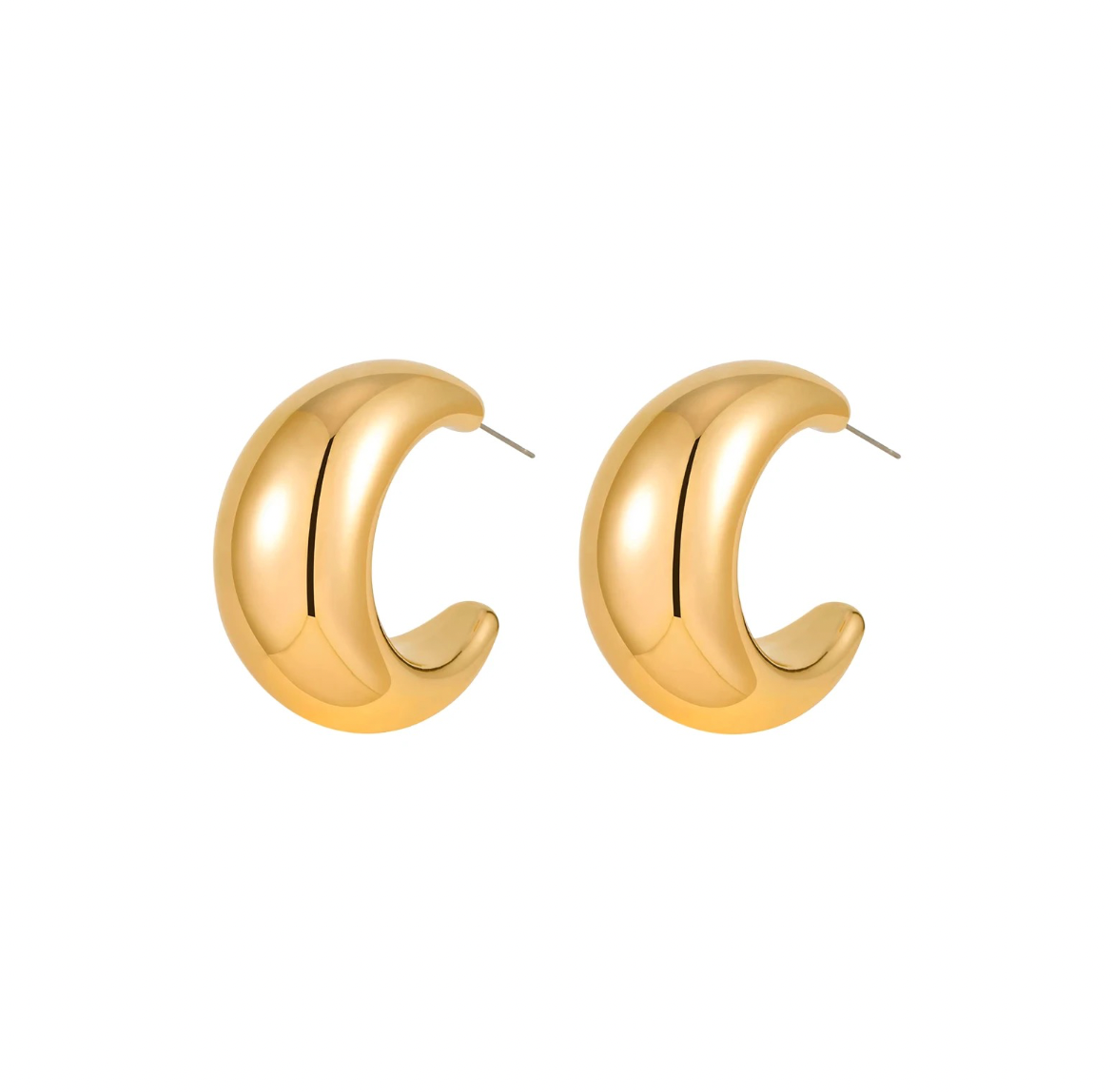 The Bold hoops is the classic hoop we all love. We can wear this over and over again for our all-time staple.
thick hoop earrings the most in-demand and chunky styles
Material: Stainless Steel + 18K gold plated
Measurements: 1.60 x .75 in