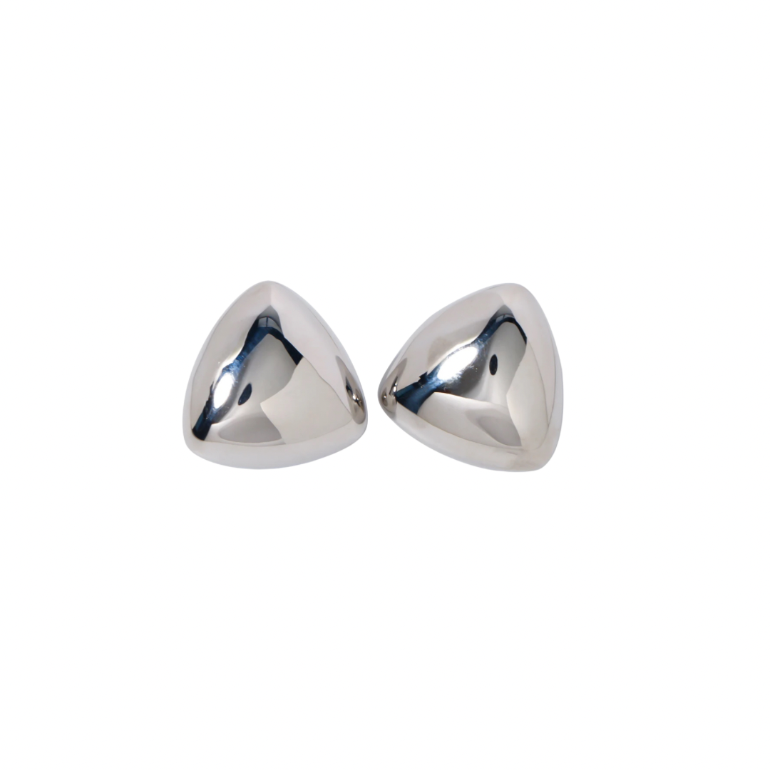 SILVER PUFFY TRIANGLE EARRINGS - Fanie Marie Jewelry