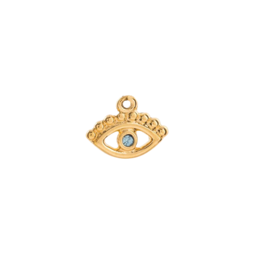 Evil Eye Blue Lashes charm in 22K gold-plated finish