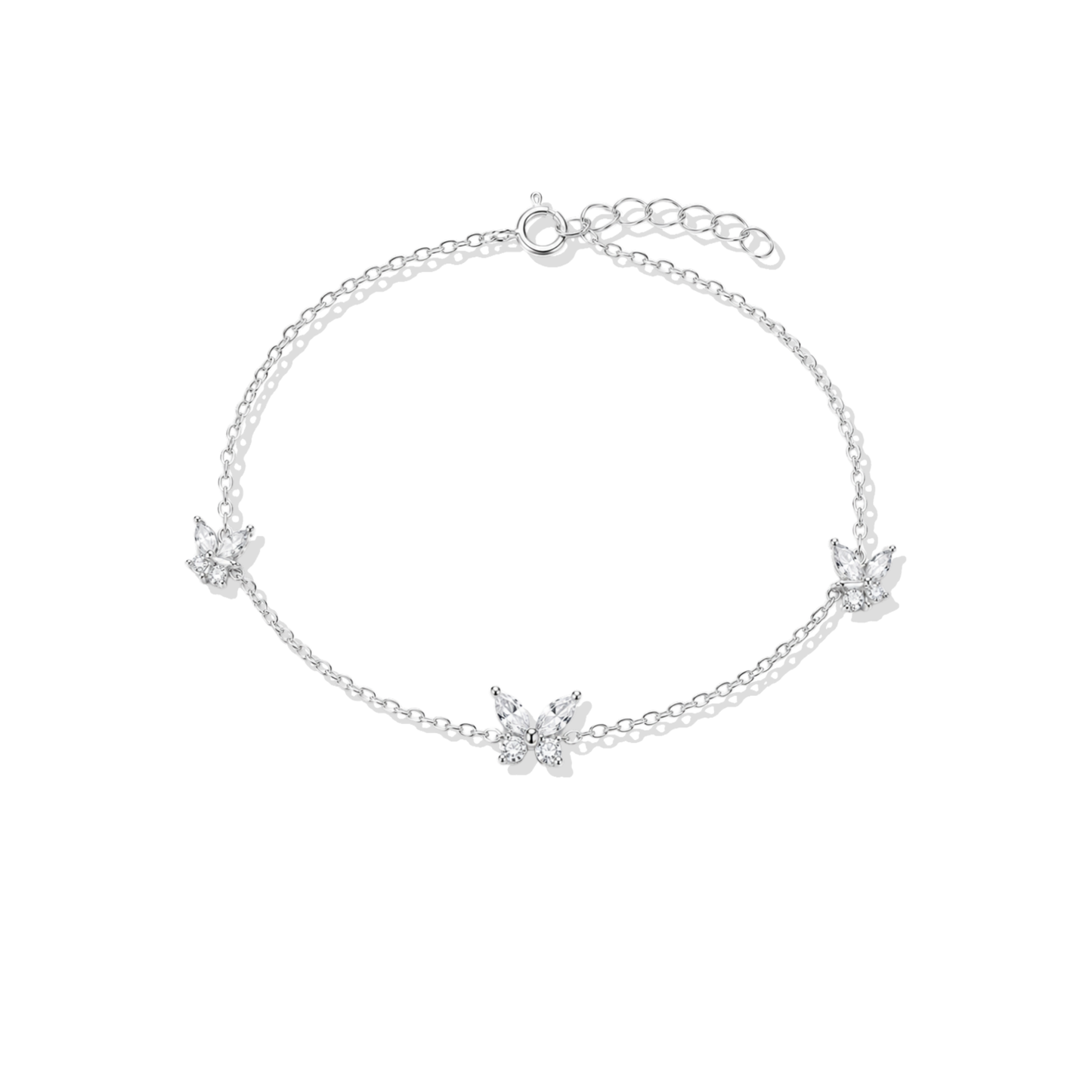 Triple Monarch Butterfly Silver Bracelet
