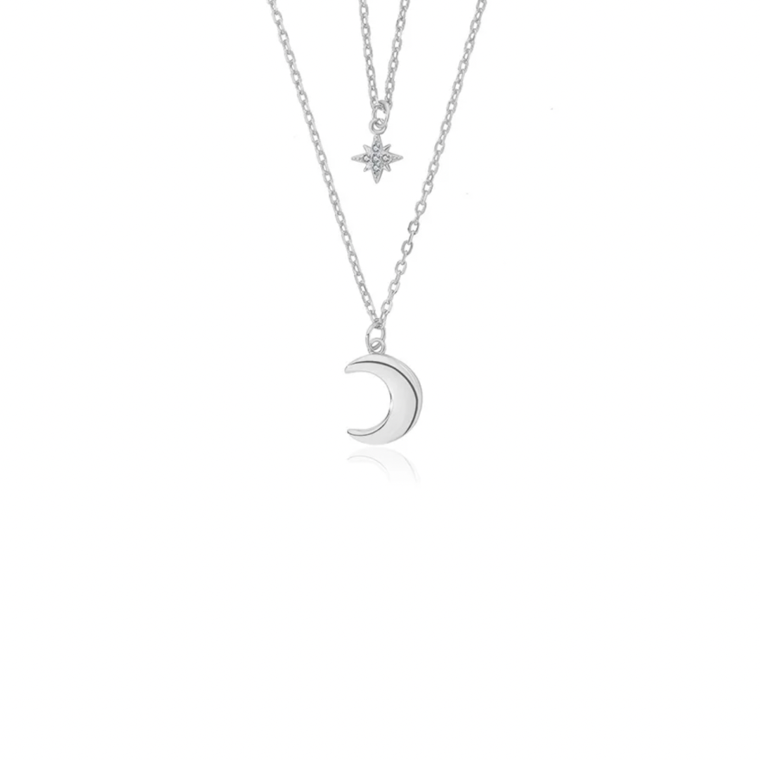 Shimmer in style with our DOUBLE LAYER SUN AND MOON SILVER NECKLACE.
A playful way to embrace the power of manifestation affirmations, this necklace features a double layer design with a sun and moon charm.
Perfect for adding a touch of whimsy to any outfit!
Unleash the power of your YOUniverse… and look HOT doing it.
Material: 925 Sterling Silver
Measurements: 15.60 in
Height between layers with pendant: 1.80 in