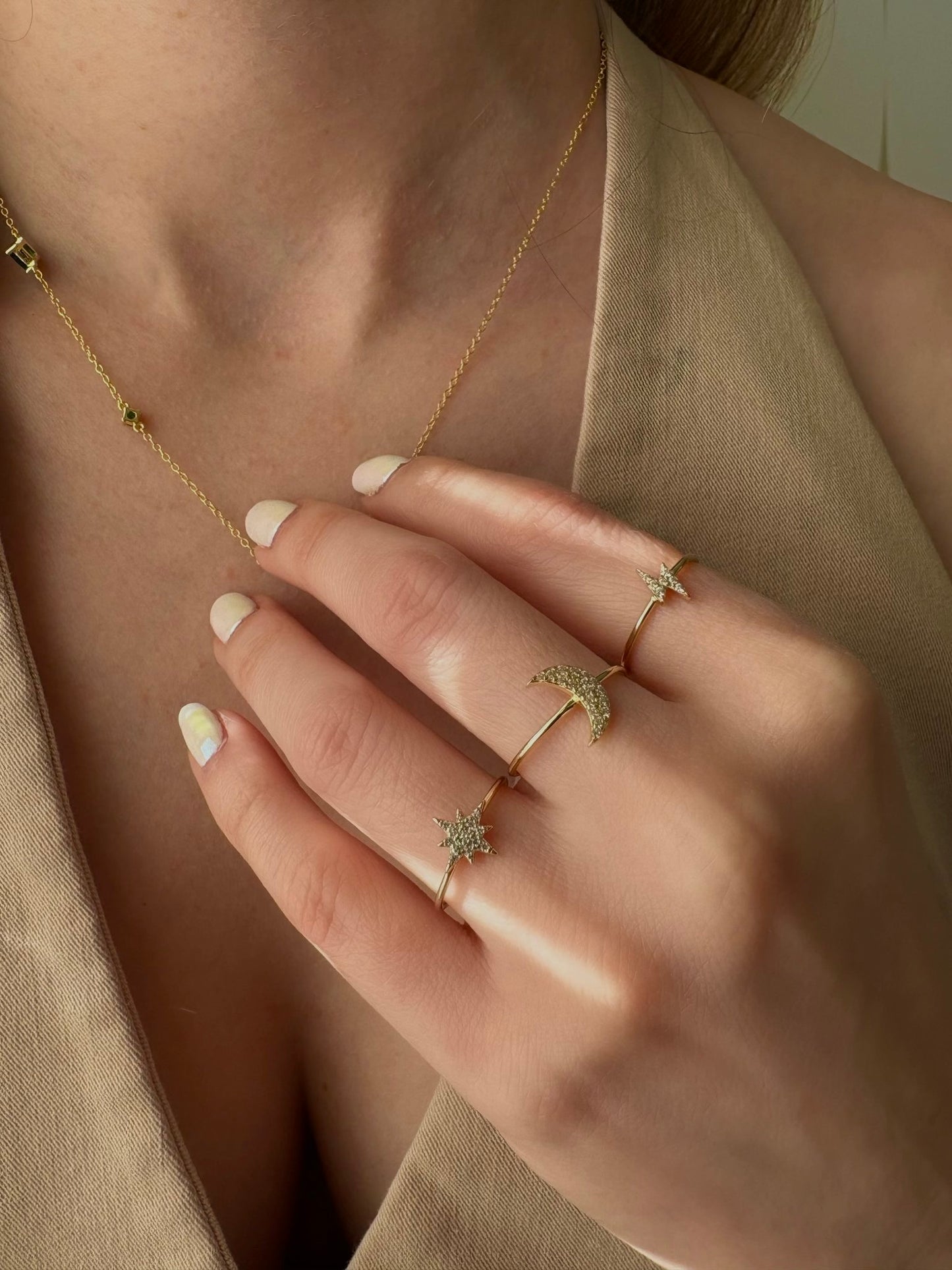 Crescent Moon Gold Ring