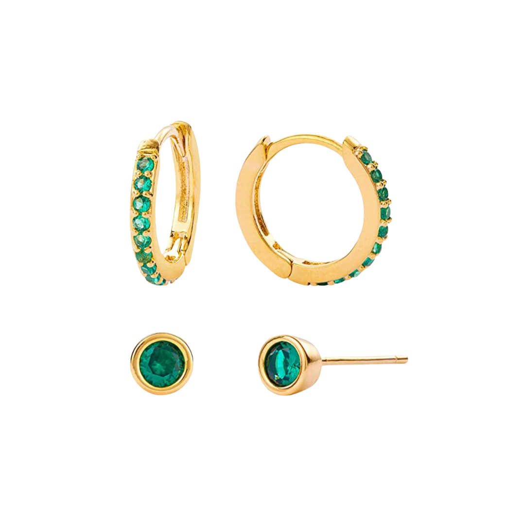 Celebrate your special day and month with our May Birthstone Set!
This beautiful set includes a stunning hoop and earring duo featuring the vibrant May birthstone. Add a touch of personalization to any outfit with this set, perfect for any May birthday or special occasion.
Makes a great gift for yourself or someone special.
Material: Sterling silver .925 + 18K gold plated
measurements: 10mm hoop and 6mm stud