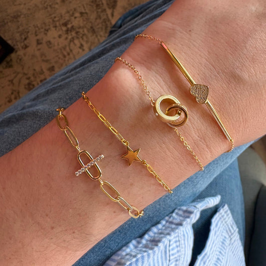 Pave Heart Bar Bracelet