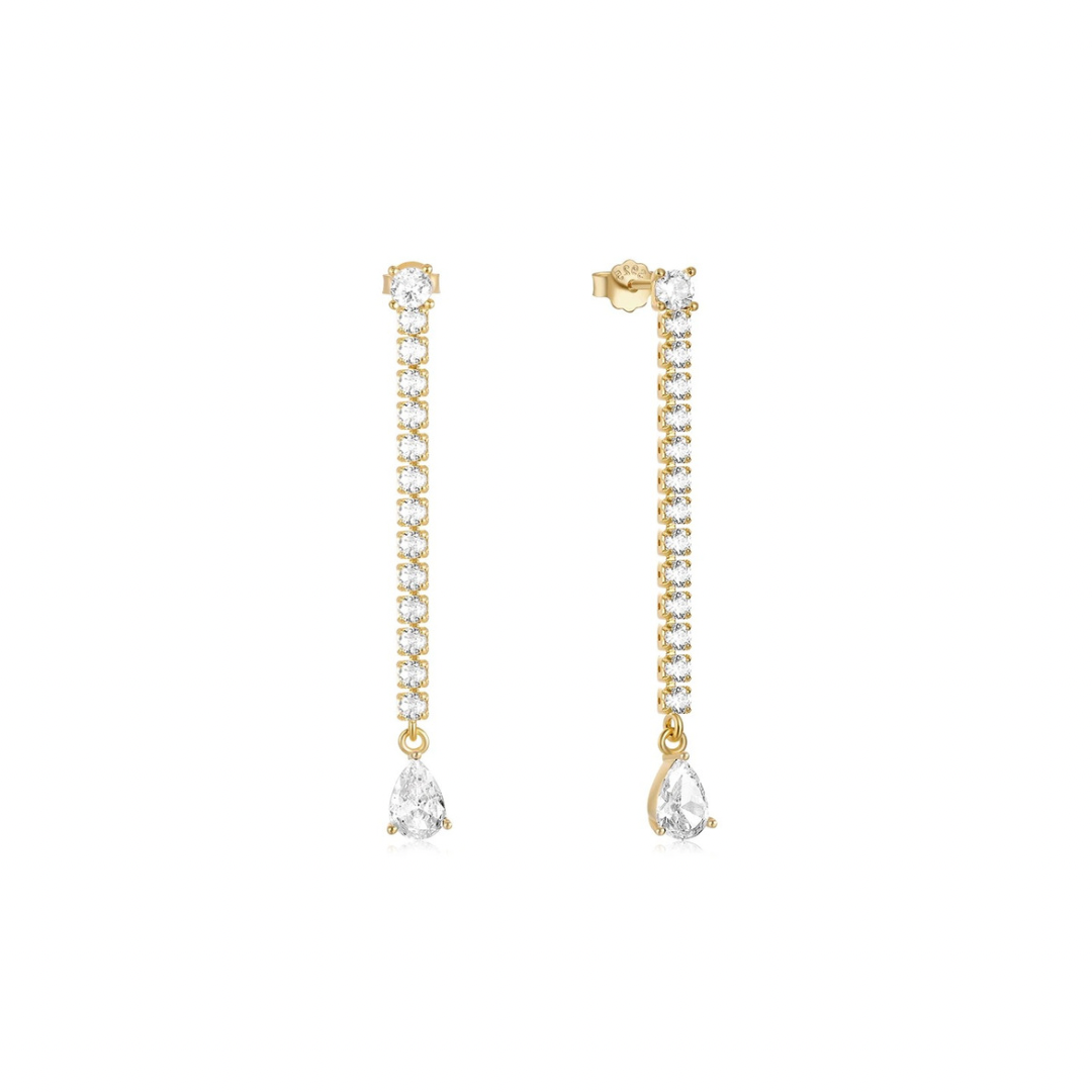 Make a statement and embrace your sexy side with our SPARKLE DROP STATEMENT EARRINGS. These earrings will add a touch of glam to any outfit, perfect for a night out or a special occasion.
The sparkle and drop design will catch everyone's eye, making you feel confident and alluring.
Material: .925 Sterling Silver + 18K gold plated
Measurements: 1.56 x .15 in