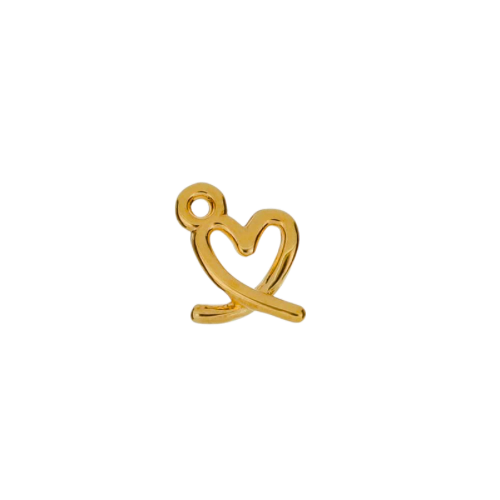 Contour Heart charm in 22K gold-plated finish