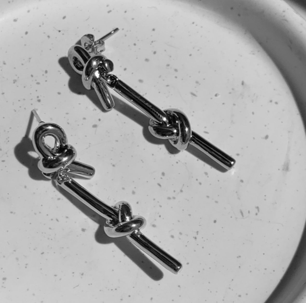 Knot Drop Silver Earrings