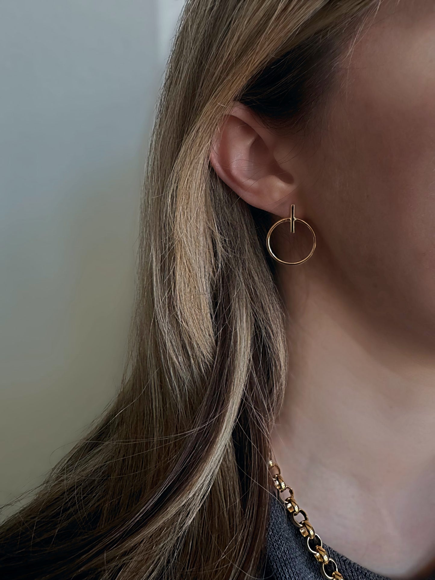 Circle Dangle Stud Earrings