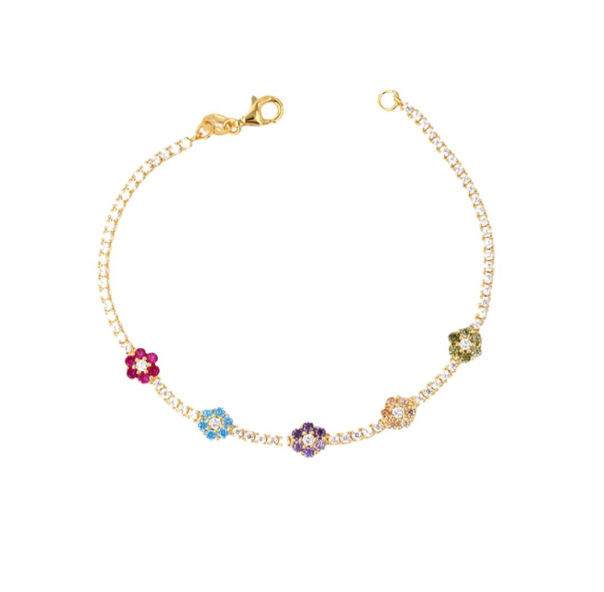 Rainbow Flower Tennis Bracelet