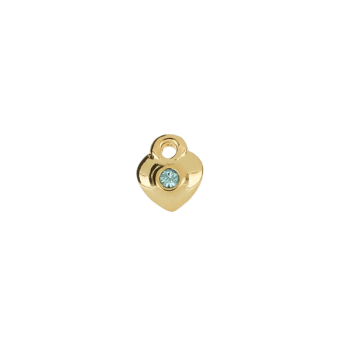 Blue Heart charm in 22K gold-plated finish