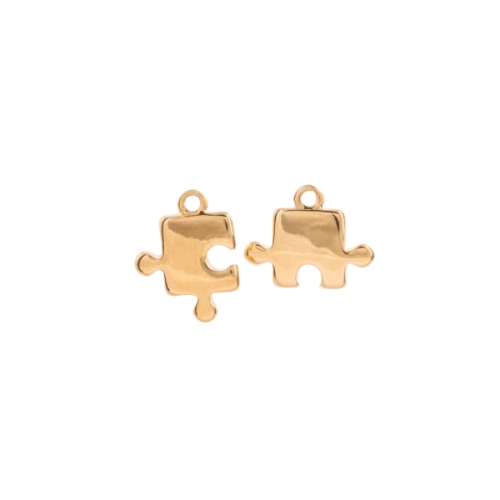 Puzzle charm in 22K gold-plated finish