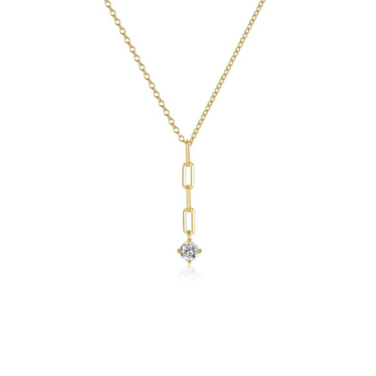 Add a touch of sparkle to any outfit with our playful DROP SPARKLE NECKLACE.
Perfect for a night out or a playful addition to your everyday style, this necklace will catch the light and hearts of all who see it.
This perfectly sits right above the cleavage and we love this for one of the longer layers in your layered stack.
Material: 925 Sterling Silver + 18K gold plated
Measurements: 15.10 + 2.00 in