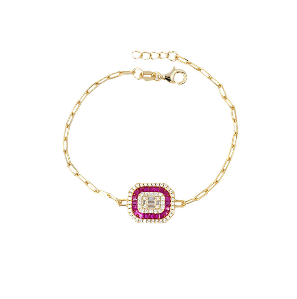 Introducing the trendiest addition to your jewelry collection: the SQUARED PINK FIGARO BRACELET. This sleek and stylish bracelet is perfect for any outfit, and its unique squared design is sure to turn heads. Crafted with high-quality materials, this bracelet is both durable and fashionable. Upgrade your look today with the SQUARED PINK FIGARO BRACELET.
Perfect Gift for Her and Bridesmaid gift.
Material: Sterling silver .925 + 18K gold plated
Measurements: 6.40 in + .45 in pendant: .50 in