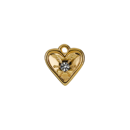 Crystal Heart charm in 22K gold-plated finish