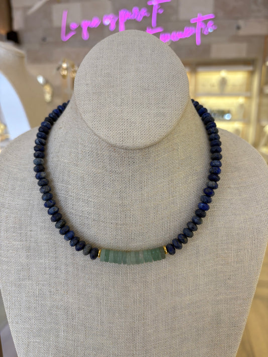 Santorini Lapis Lazuli & Aventurine Necklace