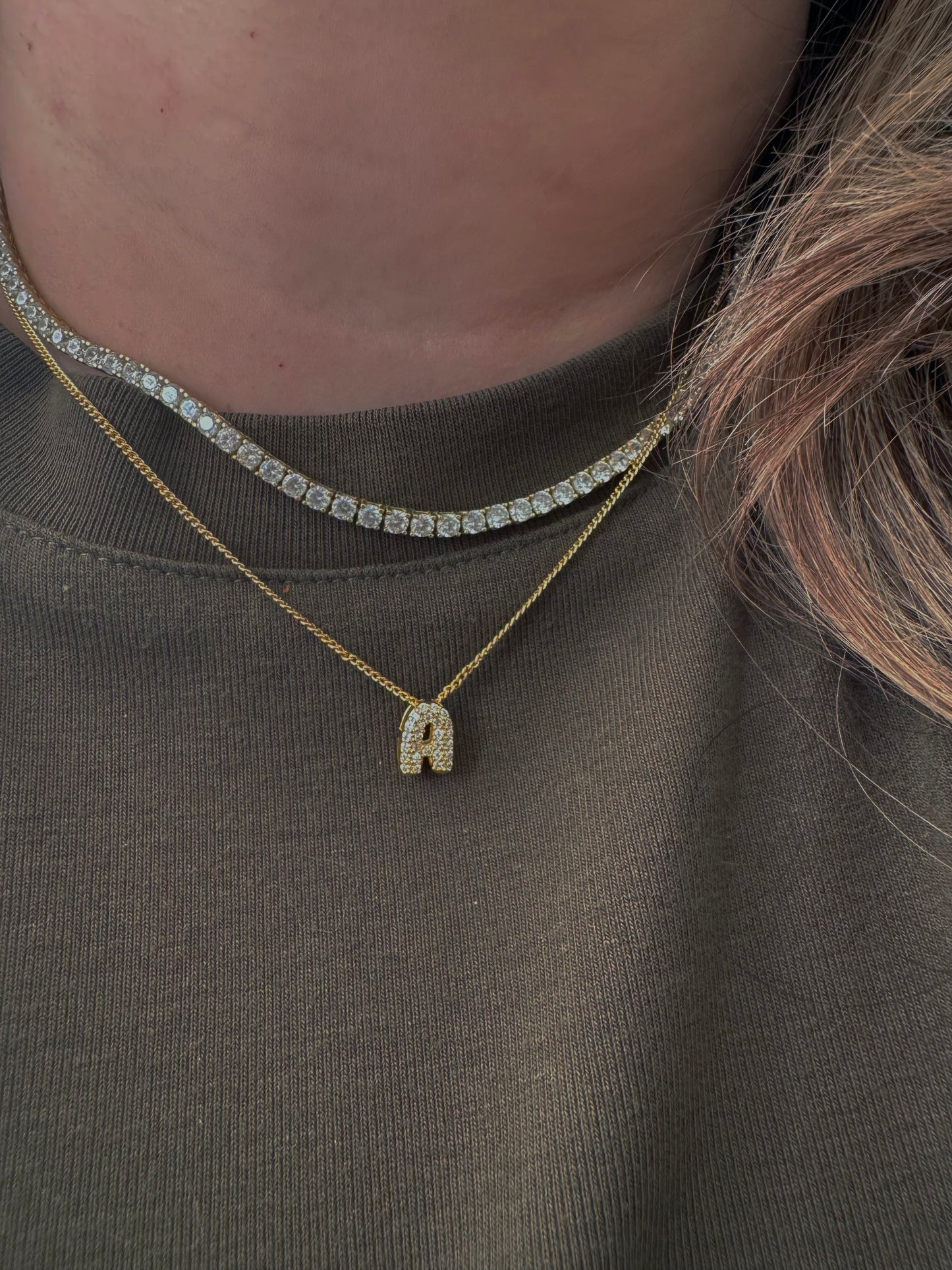 Initial Bubble Gold Necklace