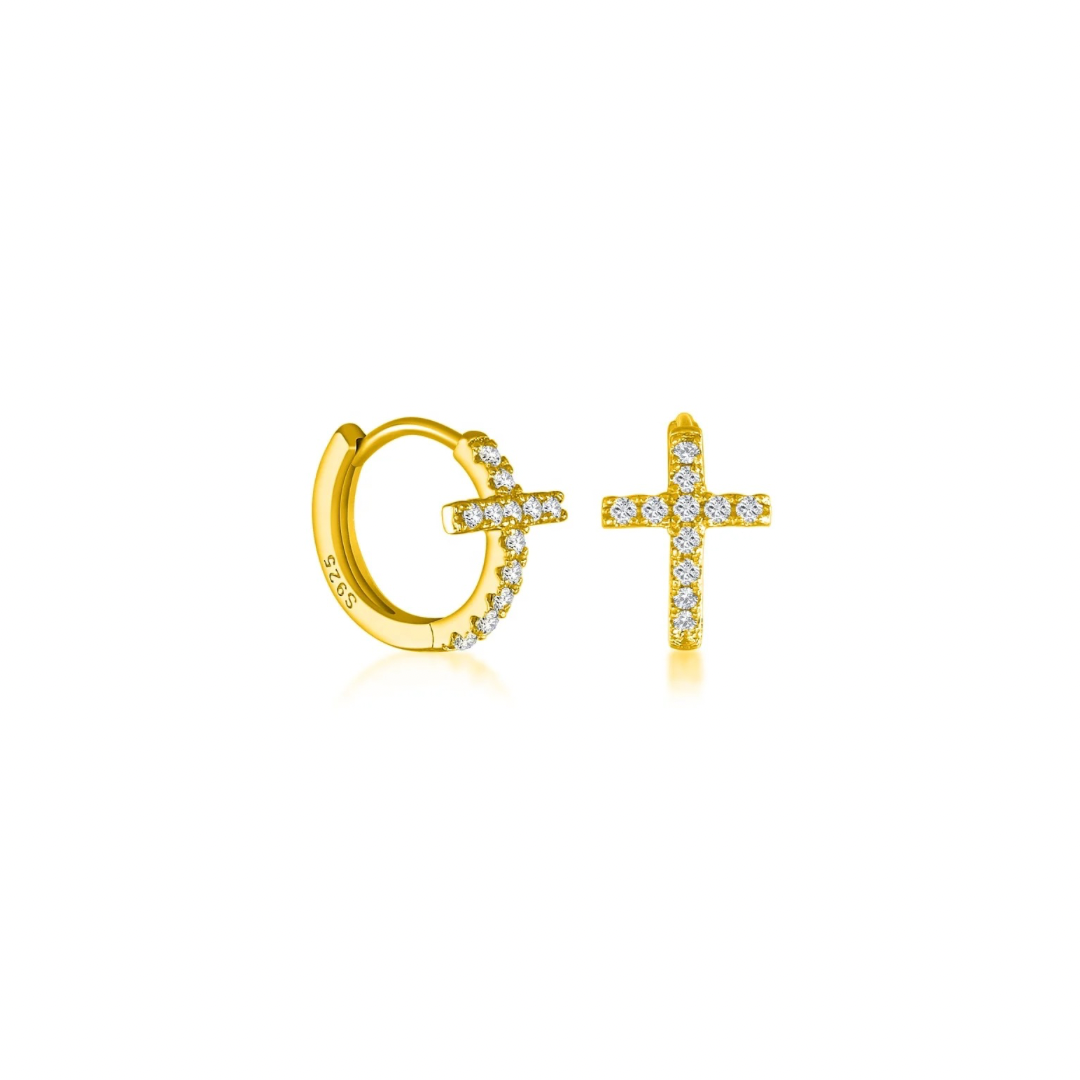 Take your style to the next level with CROSS GOLDEN HUGGIES!
Wrap your ears in style with our CROSS GOLDEN HUGGIES! These unique earrings feature a playful cross design in shiny gold. Perfect for adding a touch of personality to any outfit. Get ready to spread some love and style with these huggies!
Material: .925 Sterling Silver + 14K gold plated
Measurements : .45 diameter
