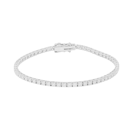 Silver Tennis Bracelet. 
Serve up some style with our TENNIS SILVER bracelet! 
This classic trend will add a touch of glam to any outfit. Get ready to hit a fashion ace with this must-have accessory. This bracelet is a winner!
A classic everyone needs the perfect tennis bracelet in the stacking game.
Material: 18K