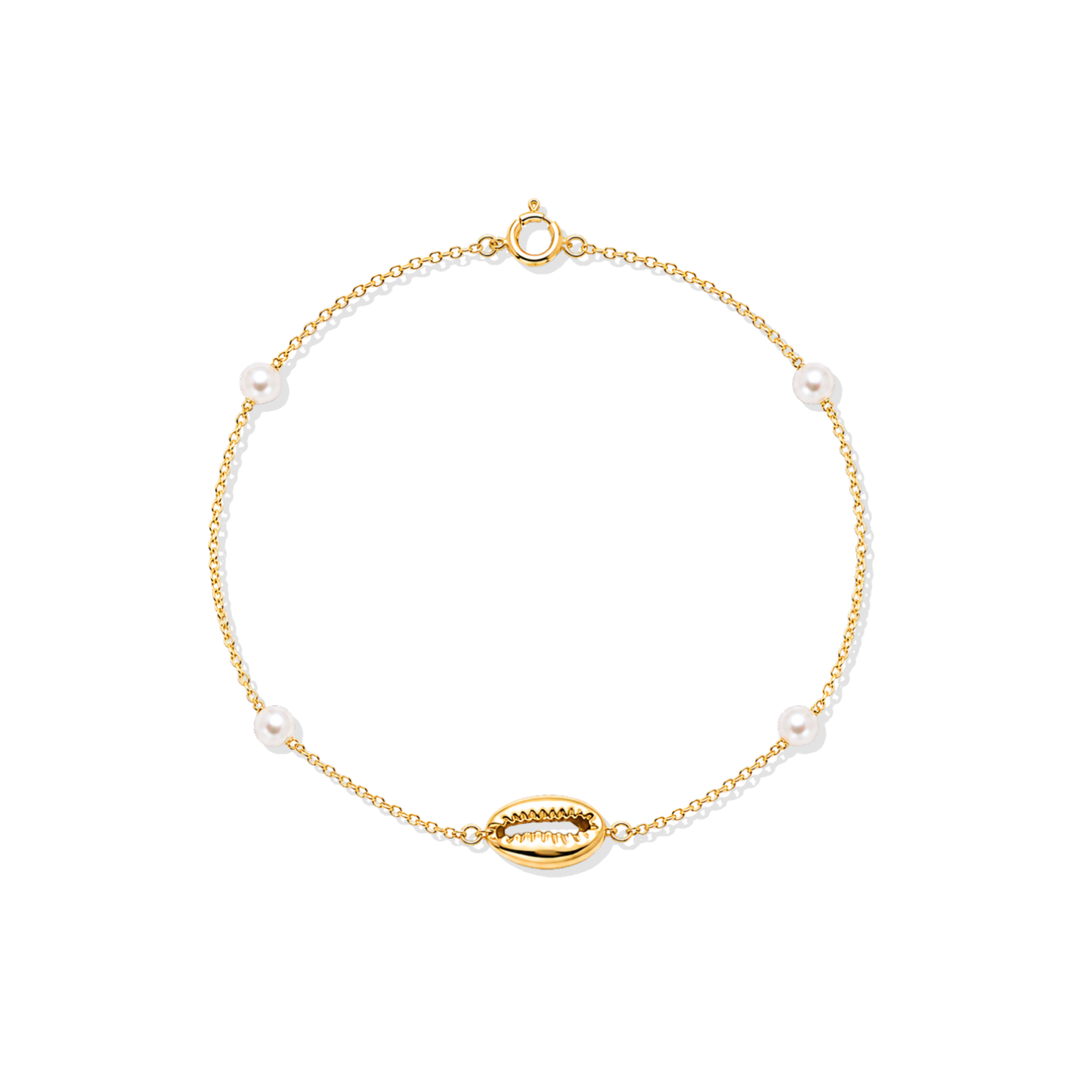 Seashell & Pearl Gold Bracelet