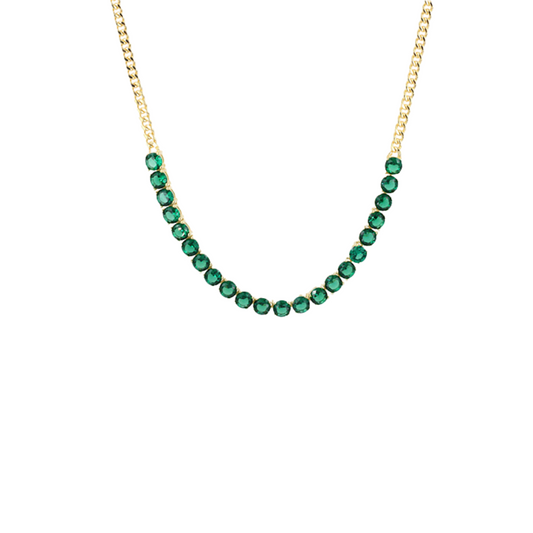 Add a pop of color with our Emerald Middle Necklace! 
This unique piece features a gorgeous emerald stone in the center, sure to catch anyone's eye. Perfect for elevating any outfit, it's a must-have for any jewelry collection.
Material: Sterling silver .925 + 18K gold plated
Measurements: 14.60 in + 2.00 in