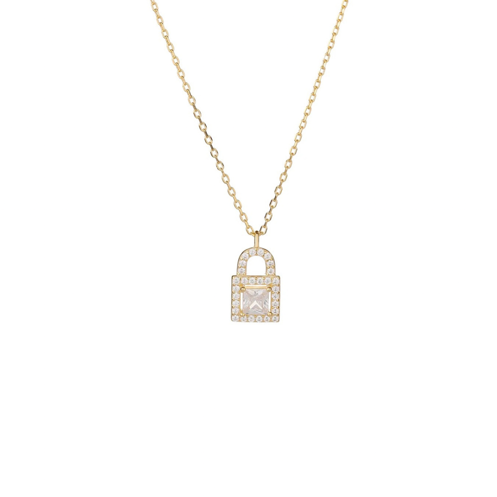 Unlock your style with this LOCK NECKLACE. Made with 925 Sterling Silver + gold plated 18K it's perfect for everyday wear. Keep your look secure and on trend with this stylish accessory!
This necklace features a delicate lock charm that symbolizes your unbreakable bond. Show your love with this meaningful and timeless gift.
Material: 925 Sterling Silver + gold plated 18K
Measurement: 15.90 in + 2.0 in pendant: .50 in