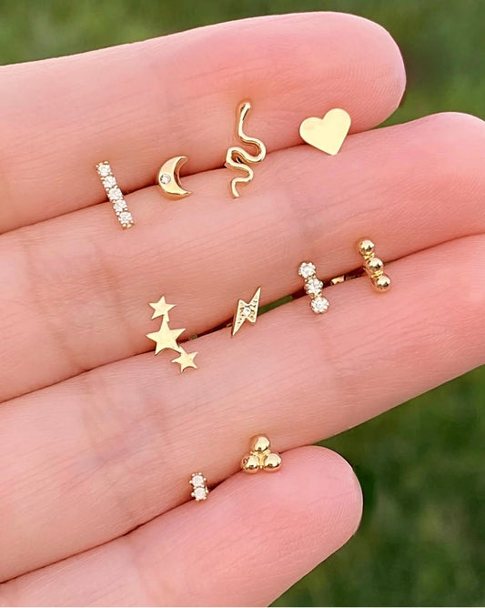 Triple Ball Stud Earrings in 10K Gold