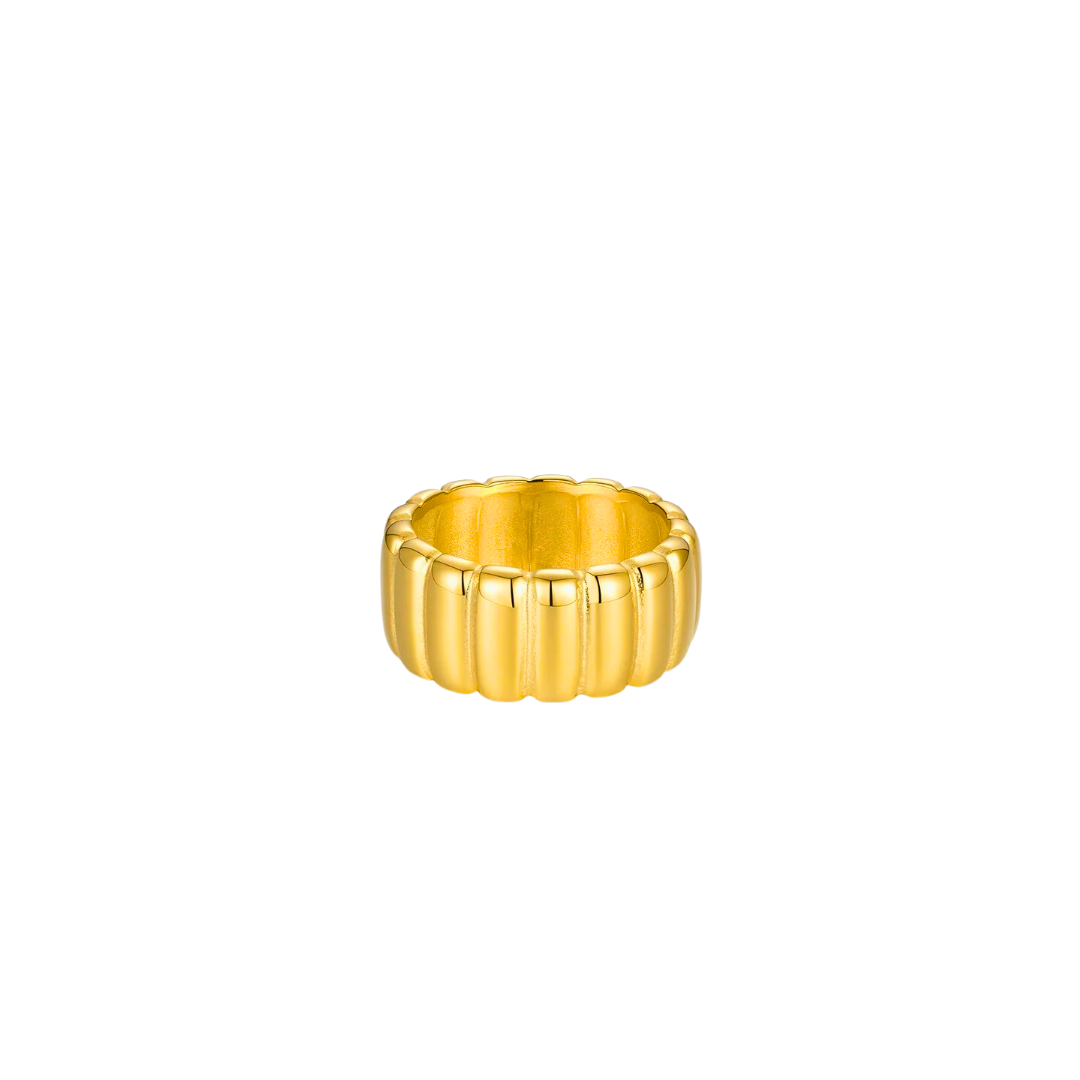 This essential line ring features a bold and eye-catching design in golden tones, adding a touch of sophistication to any outfit. Crafted with quality materials, this ring is sure to make a statement and elevate your style. Complete your look with this must-have accessory.
Material: Stainless Steel and 18K gold plated