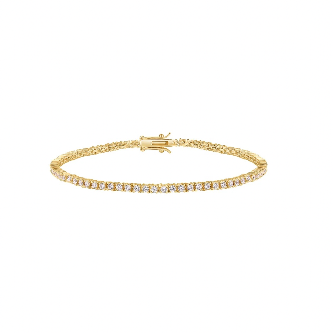 Serve up some style with our TENNIS GOLDEN bracelet!
This classic trend will add a touch of glam to any outfit. Get ready to hit a fashion ace with this must-have accessory. This bracelet is a winner!
A classic everyone needs the perfect tennis bracelet in the stacking game.
Material: 925 Sterling Silver 18K
Measurements: 7 in x .10 in