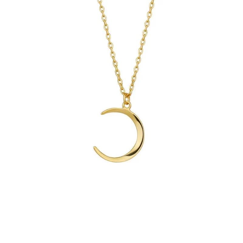Elevate your daily affirmations with our Skinny Moon Golden Necklace.
✨“I embrace growth, welcoming new opportunities that come my way.” ✨
This delicate piece is crafted in .925 Sterling Silver + gold plated 18K and features a slender moon pendant, reminding you to stay connected to your inner peace and confidence.
This perfectly sits right above the cleavage and we love this for one of the longer layers in your layered stack.