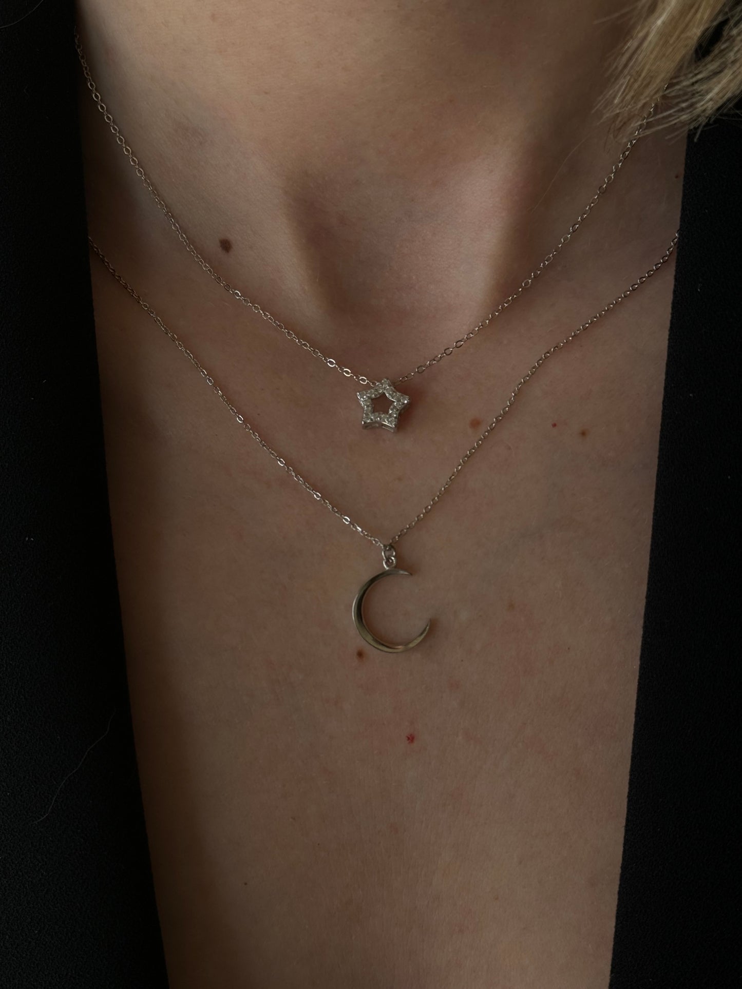 Elevate your daily affirmations with our Skinny Moon Silver Necklace.
✨“I embrace growth, welcoming new opportunities that come my way.” ✨
This delicate piece is crafted in .925 sterling silver and features a slender moon pendant, reminding you to stay connected to your inner peace and confidence.
This perfectly sits right above the cleavage and we love this for one of the longer layers in your layered stack.
Material: .925 Sterling Silver