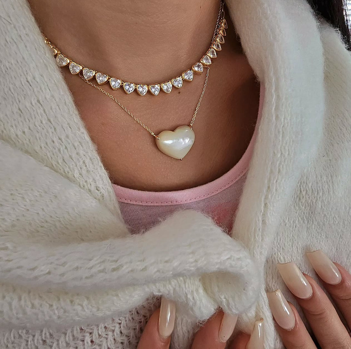 Sparkle Heart Tennis Necklace