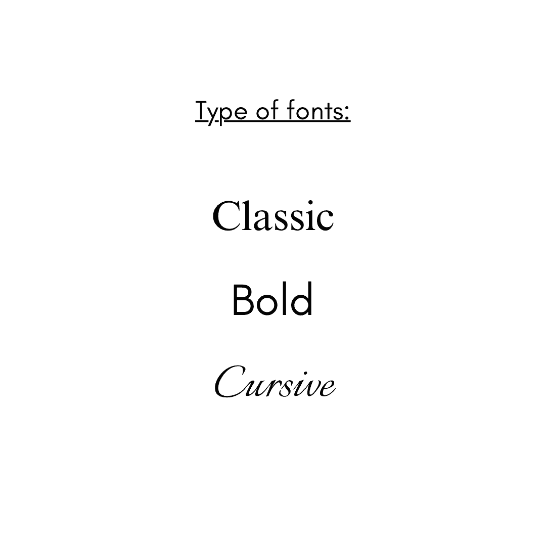 Three font options for custom engraved bar necklace — Fanie Marie Jewelry