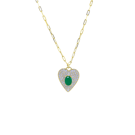 Add a touch of love to your look with our EMERALD HEART FIGARO NECKLACE. 
This stunning necklace features a delicate figaro chain and a heart-shaped emerald pendant that adds a touch of whimsy to any outfit.
Perfect for adding a pop of color and charm to your look. Wear it alone or layer it with other pieces for a unique and playful look. 
Material: Sterling silver .925 + 18K gold plated
Perfect Valentine's Day Gift for Her