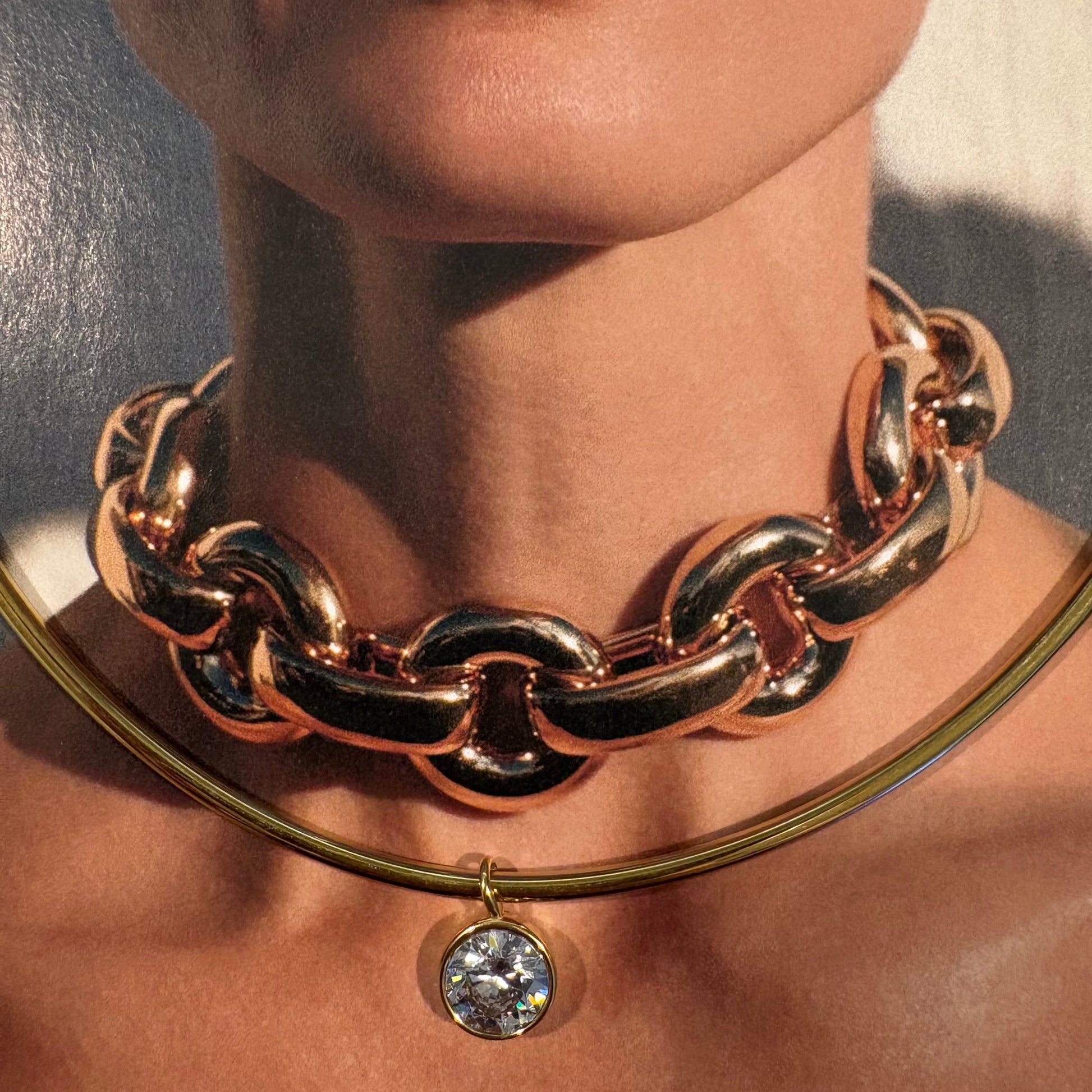 Caroline round zircon collar necklace lifestyle shot