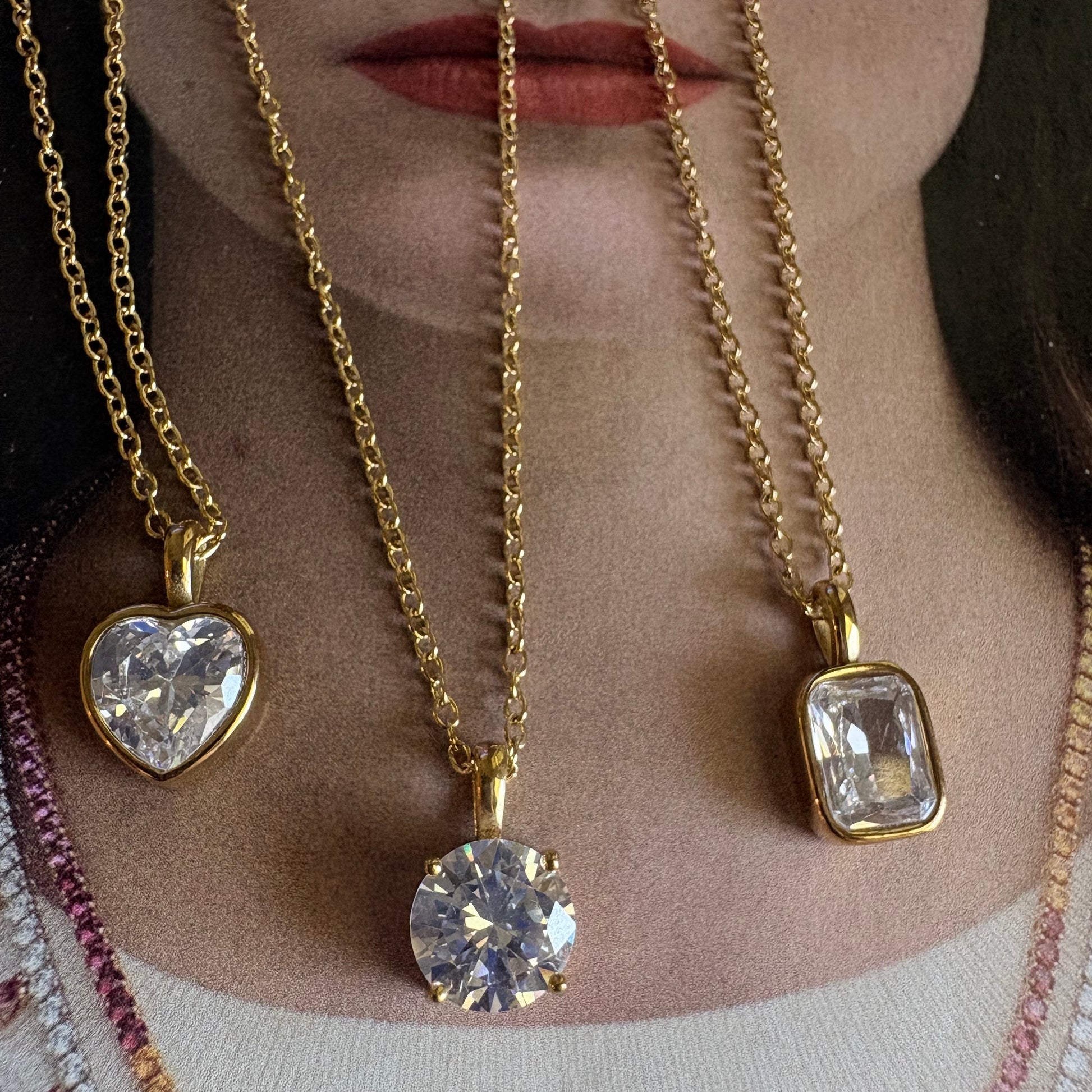 Kayla solitaire necklace worn close-up