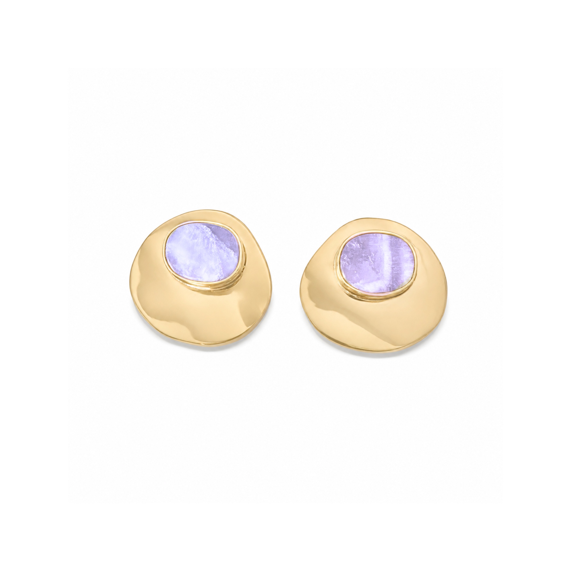 Lavender amethyst crystal earrings front view on white background
