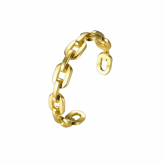 Introducing our LARGE LINK GOLDEN BRACELET. Made with precision and expertise, this elegant and versatile bracelet is crafted with large links for a bold and timeless look. Perfect for any occasion, this bracelet adds a touch of luxury and sophistication to any outfit.

Material: brass + 18k gold plated
Measurements: 2.65 x 2.25 in
