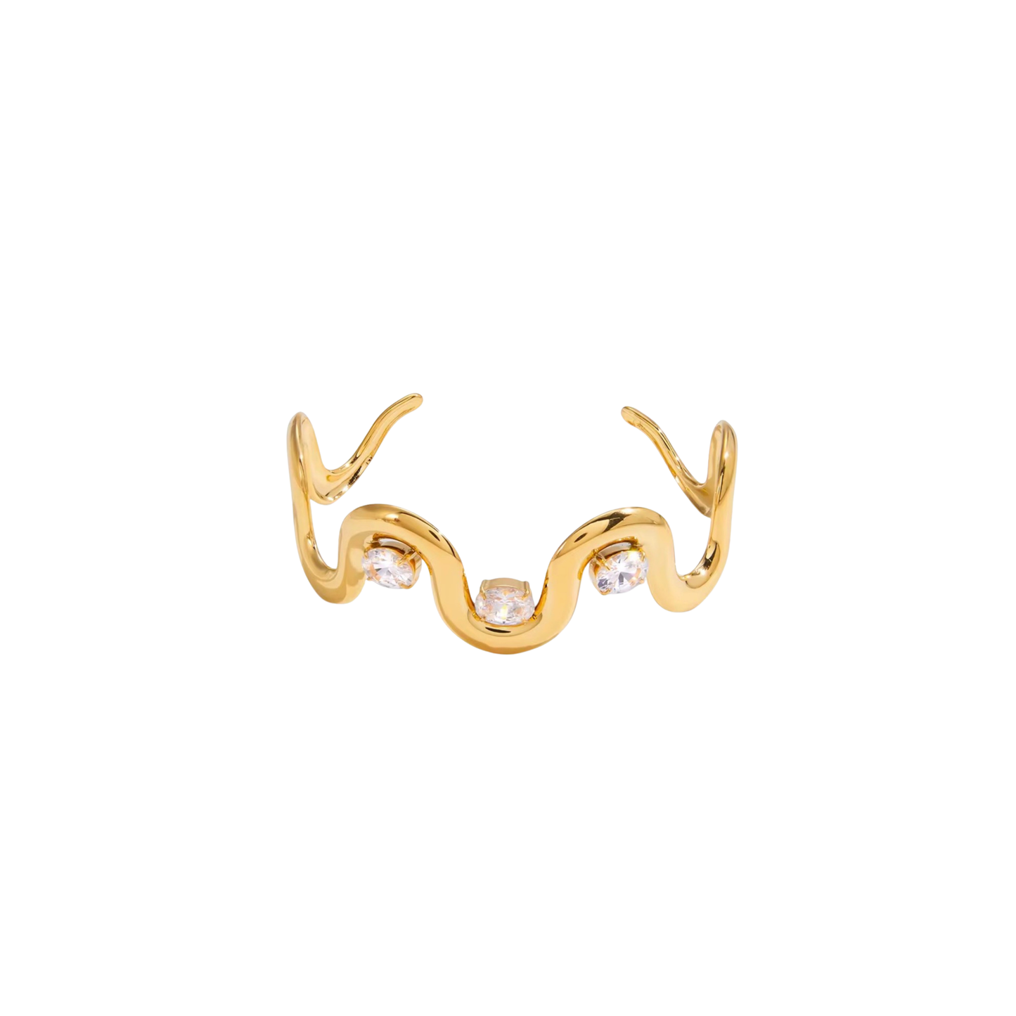 Amber wave zircon bangle in 18K gold-plated stainless steel