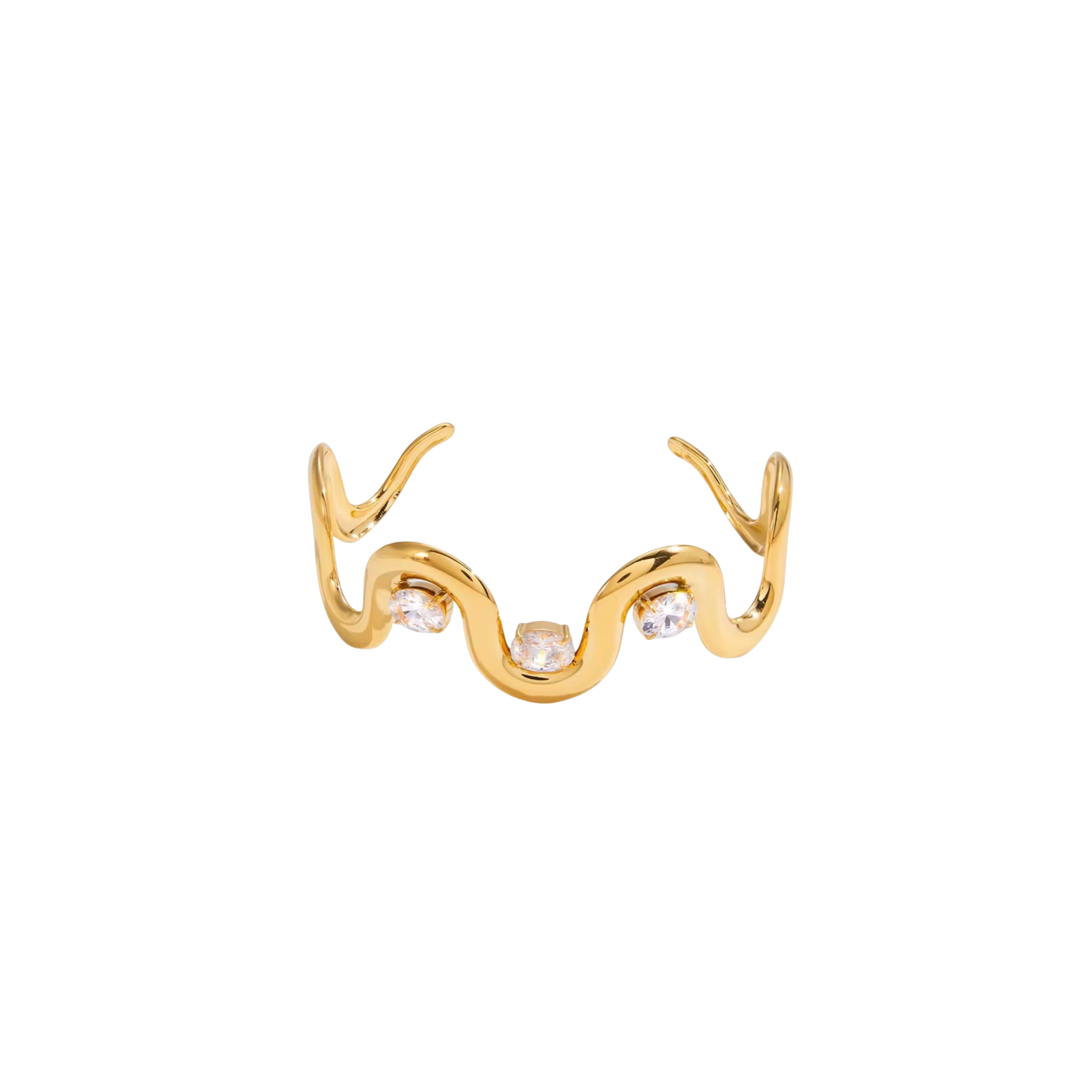 Amber wave zircon bangle in 18K gold-plated stainless steel