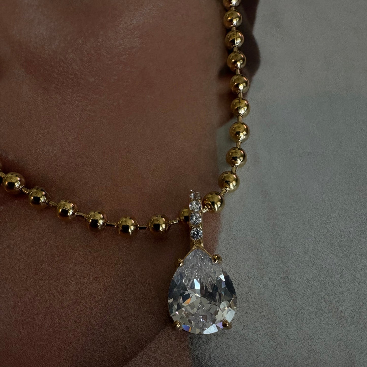 Charlotte Teardrop Ball Chain Necklace