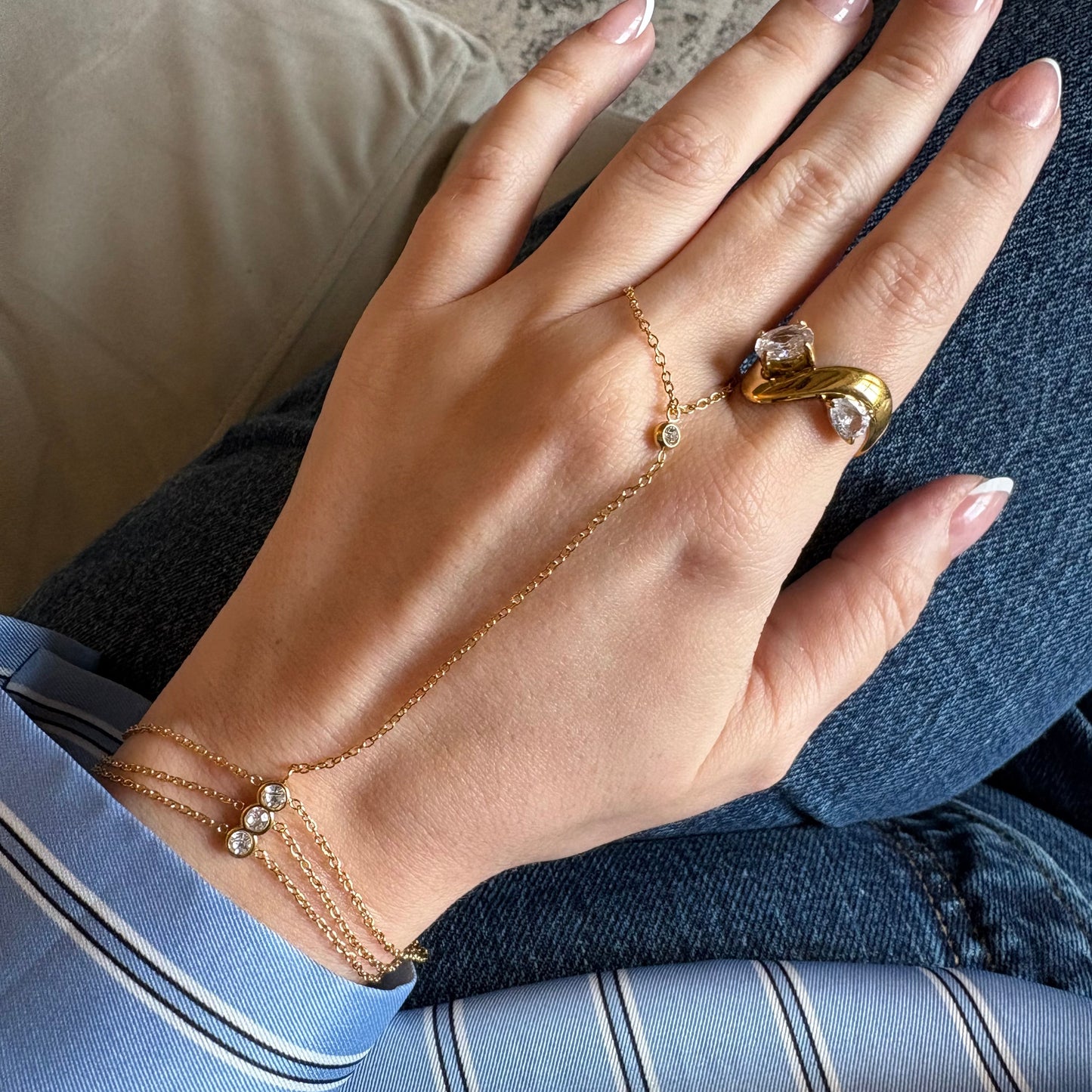 Ava hand chain bracelet worn on hand