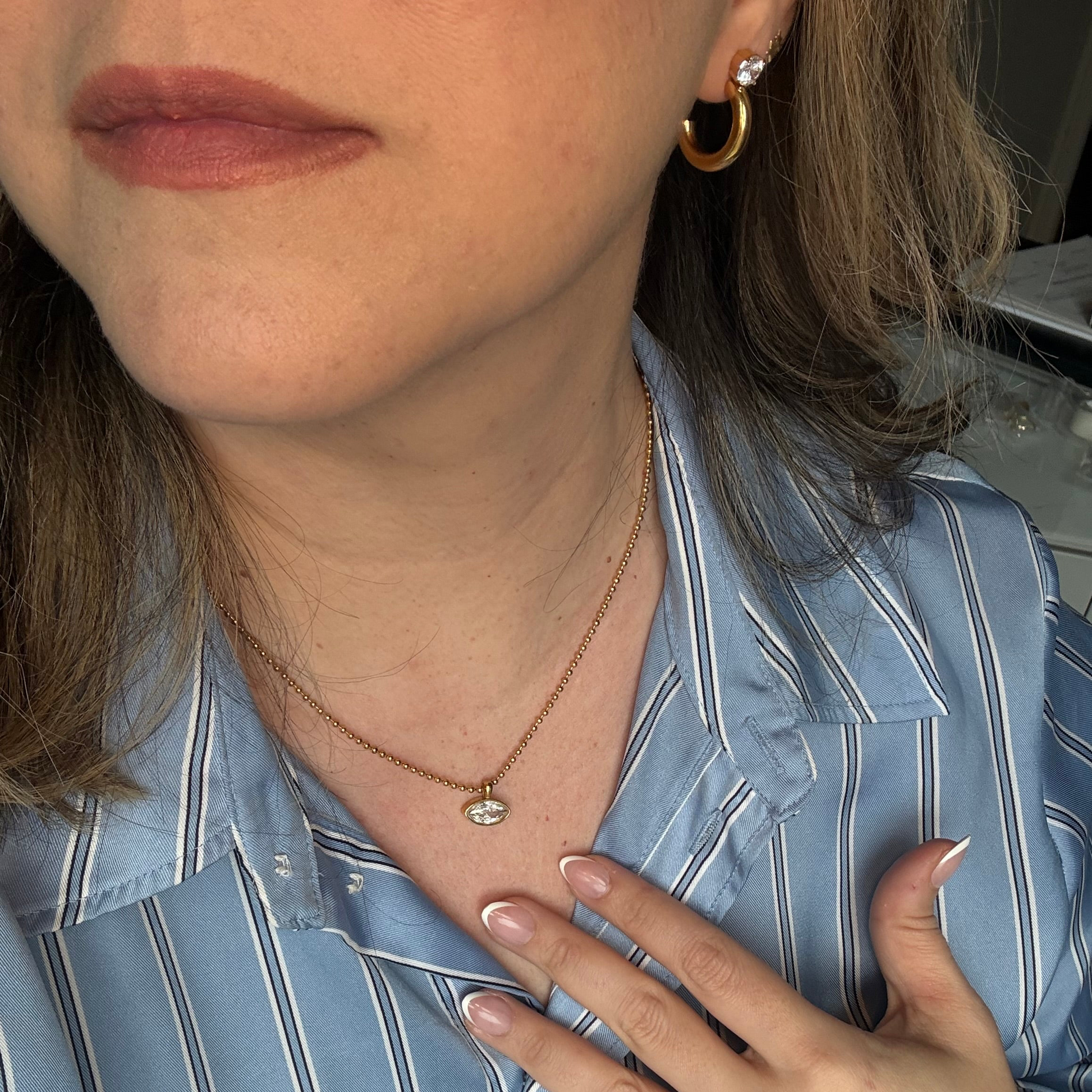 Charlotte marquise ball chain necklace lifestyle shot