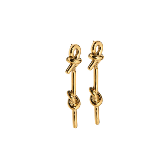 Sophisticated 18k gold-plated brass earrings with a modern double knot style, a stunning addition to any holiday gift list and perfect for Christmas.