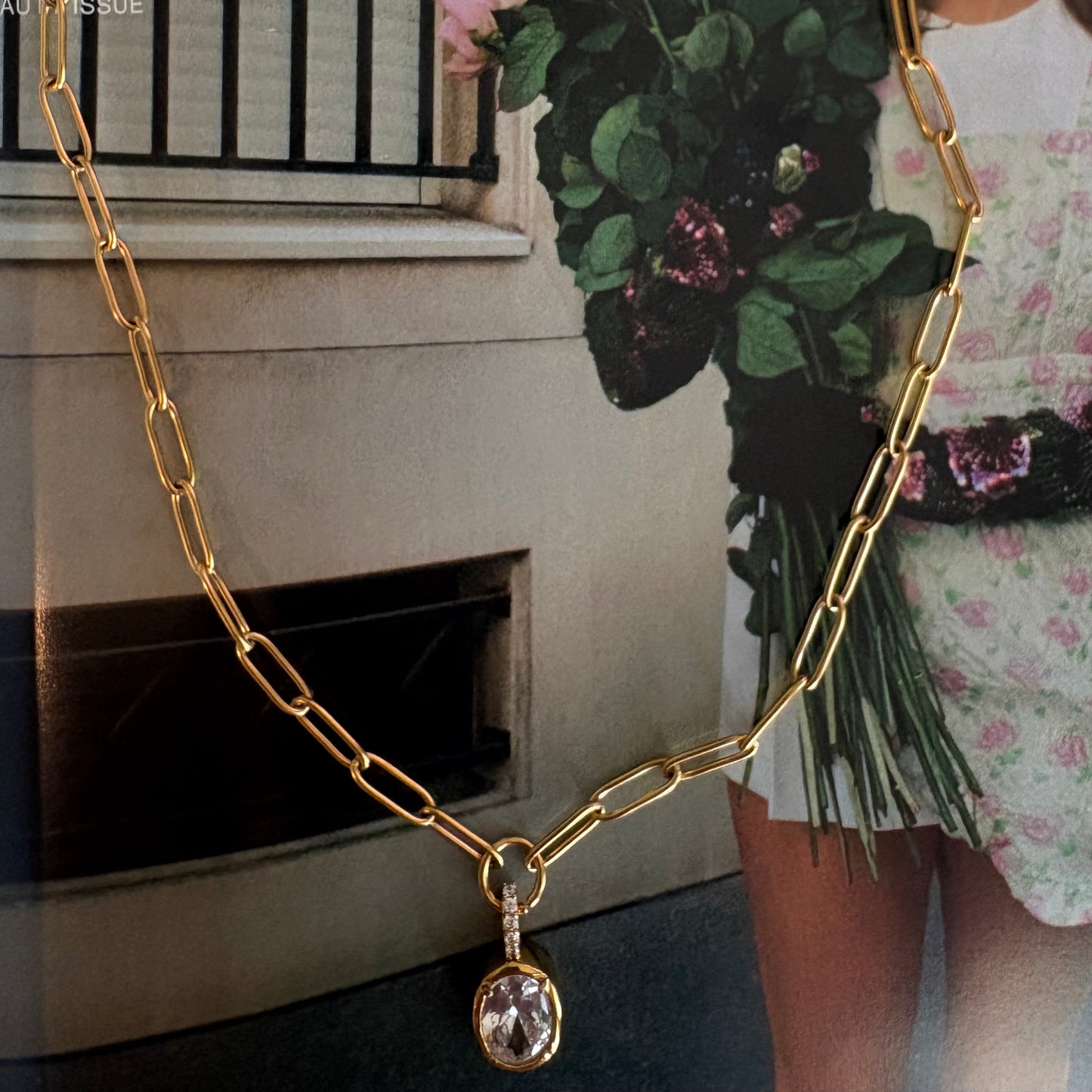 Margaret oval paperclip necklace lifestyle shot